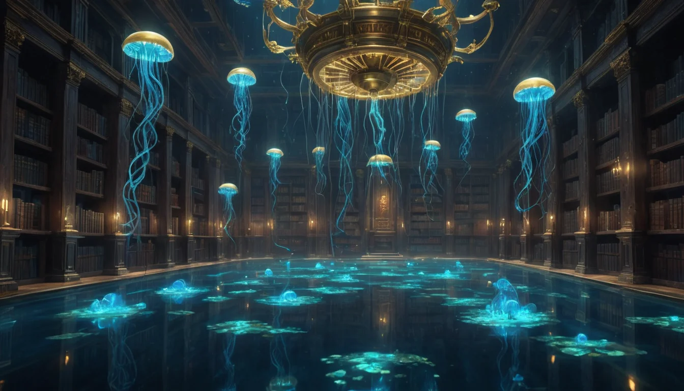 Aquatic Clockwork Library — SDXL AI prompt