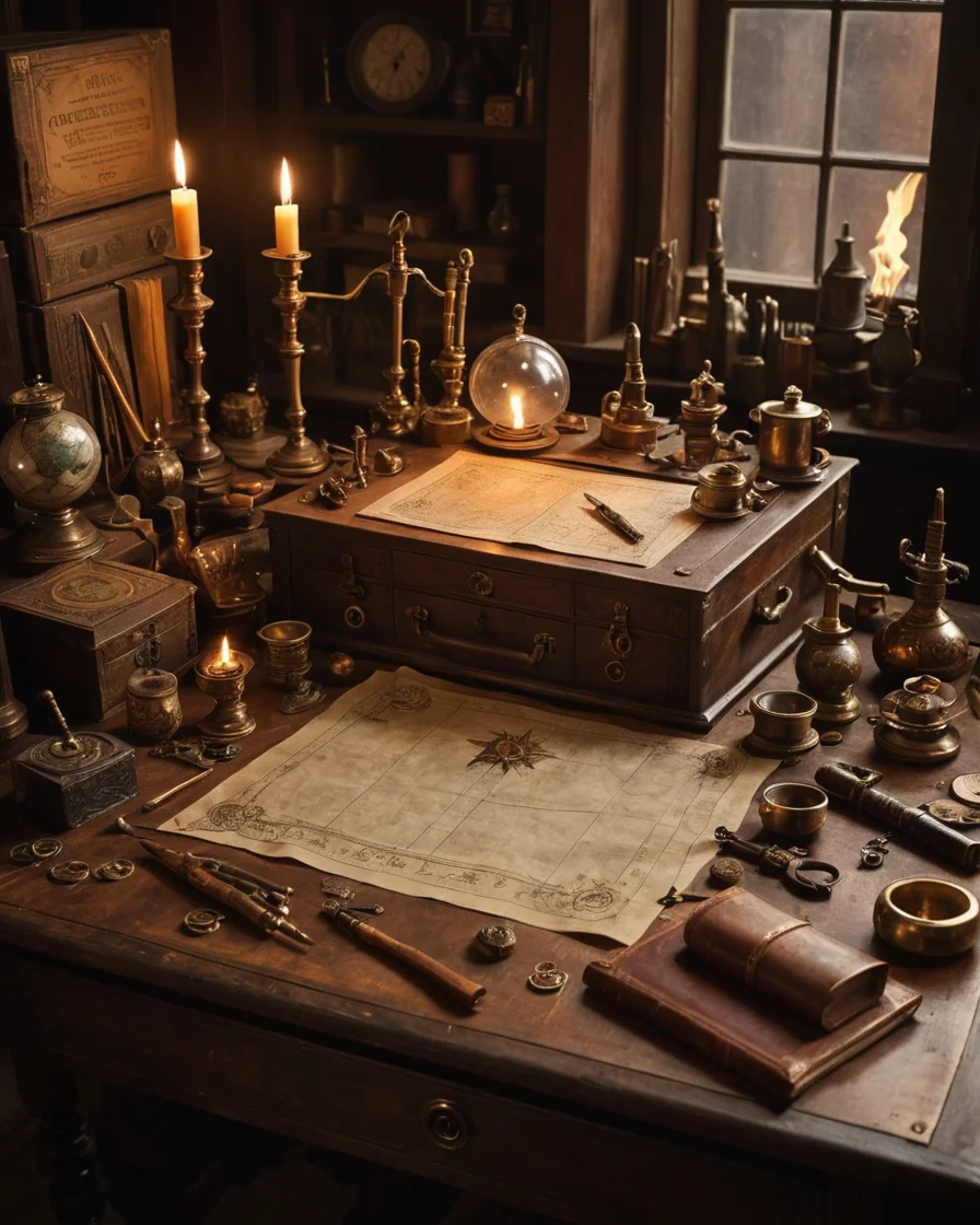 Alchemist's Celestial Desk — SDXL AI prompt