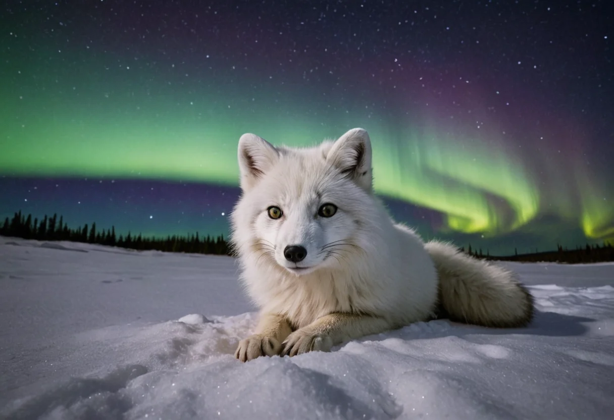 Arctic Fox Den Under the Aurora — SDXL AI prompt
