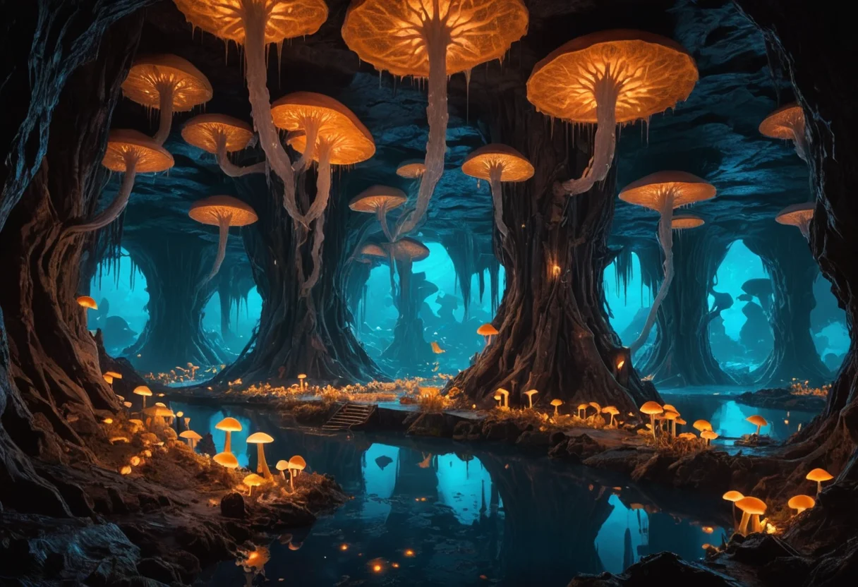 Bioluminescent Cathedral — SDXL AI prompt