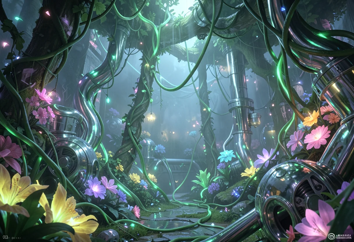 Biotech Garden — Flux AI prompt