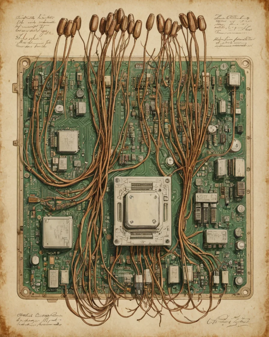 Botanical Study of a Circuit Board — AI generated image