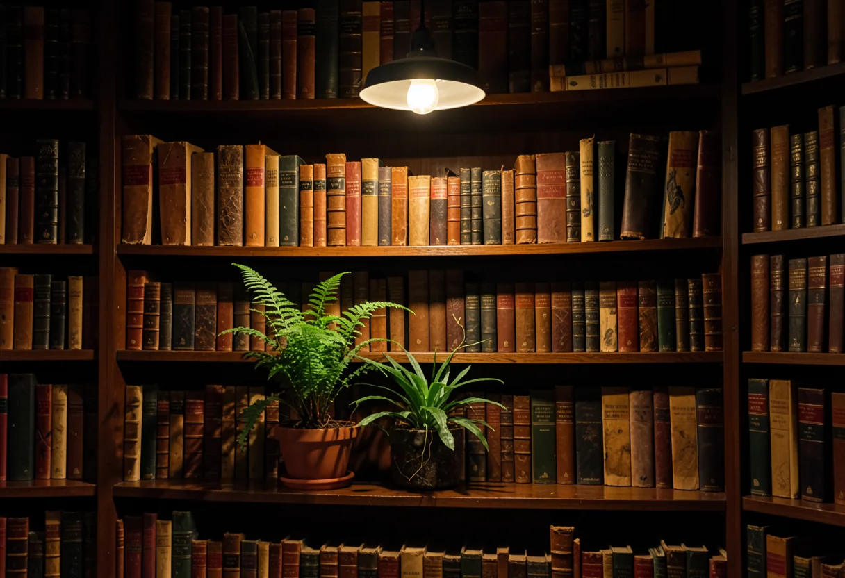 Dark Academia Shelf — Flux AI prompt