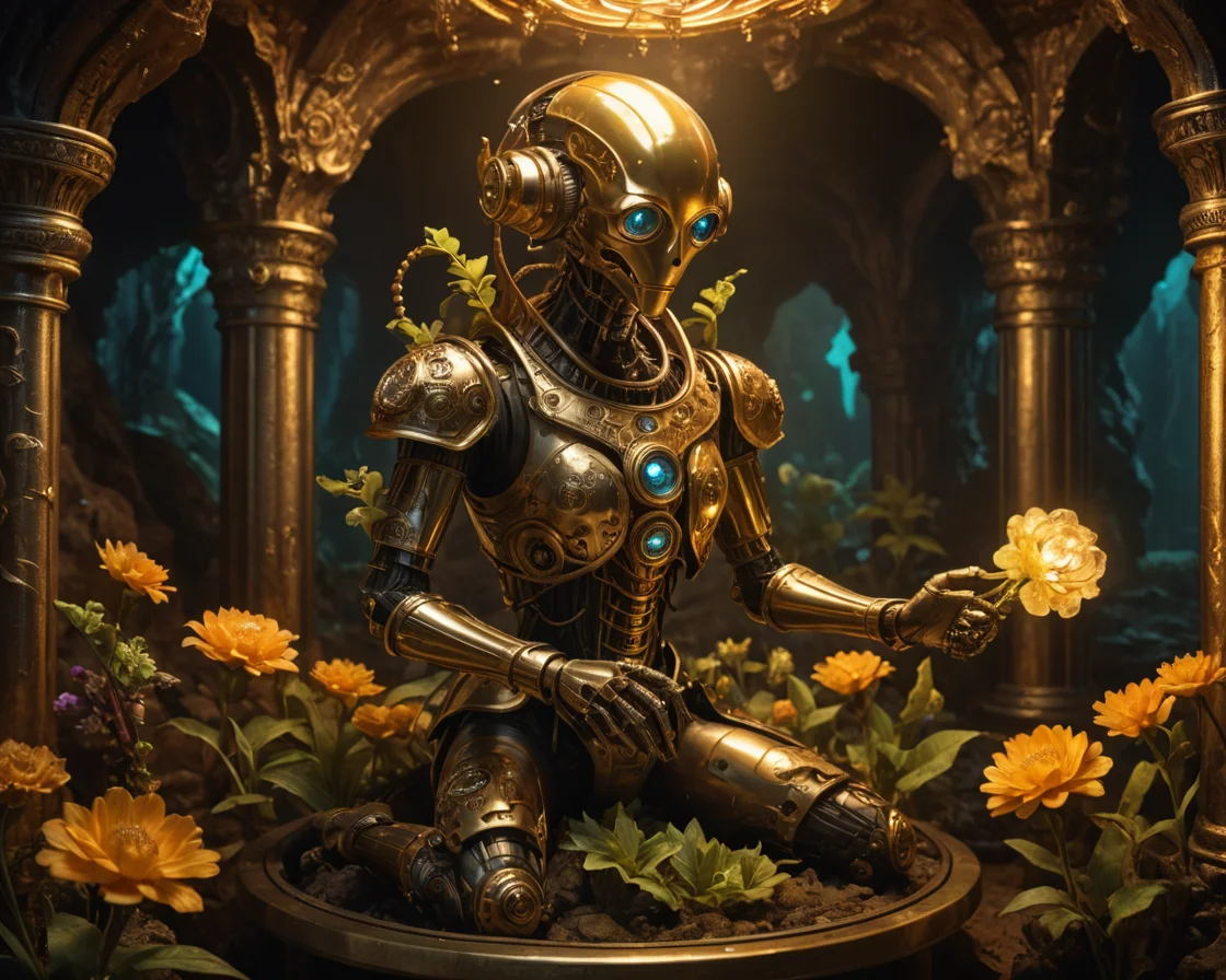 Brass Automaton Garden — SDXL AI prompt