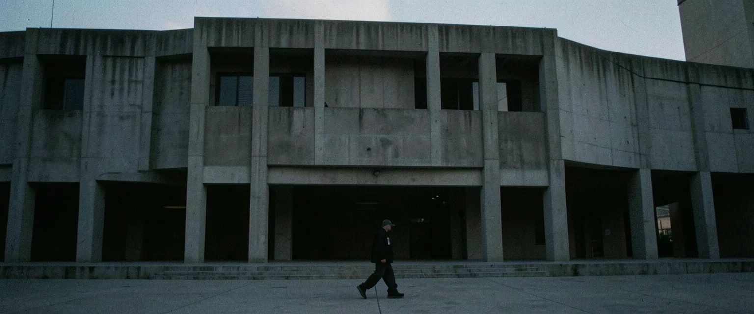 Grey Monolith Walk — Flux AI prompt