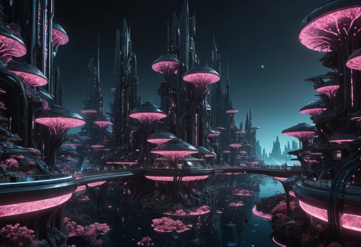 Coral Glass City — SDXL AI prompt