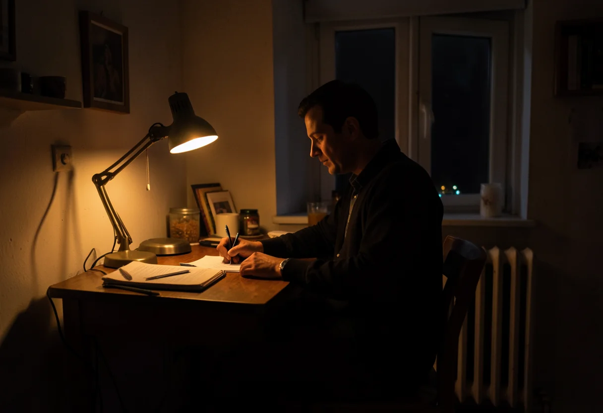 Warm Desk Glow — Flux AI prompt