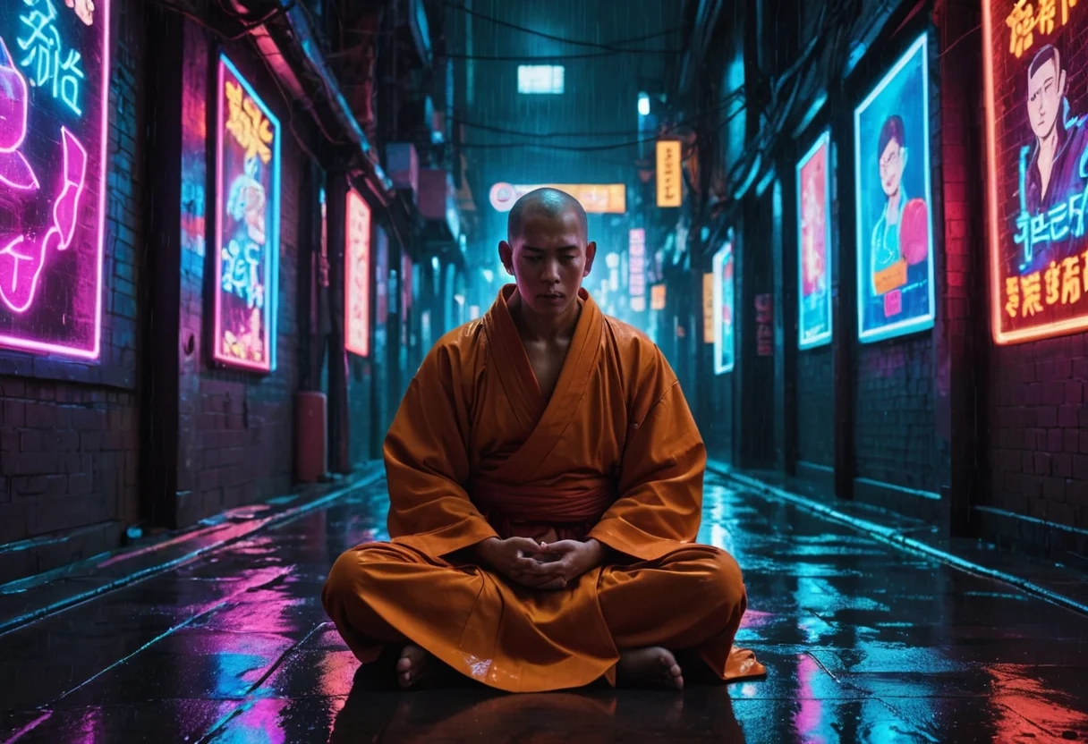 Cyberpunk Monk Zen — SDXL AI prompt