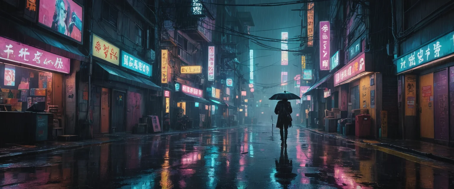 Rainy Neon Alley — SDXL AI prompt