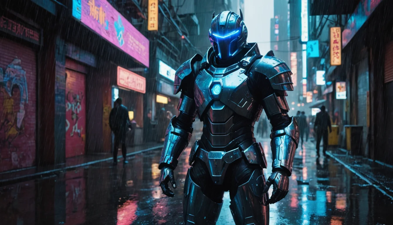 Cyborg Rain Knight — SDXL AI prompt