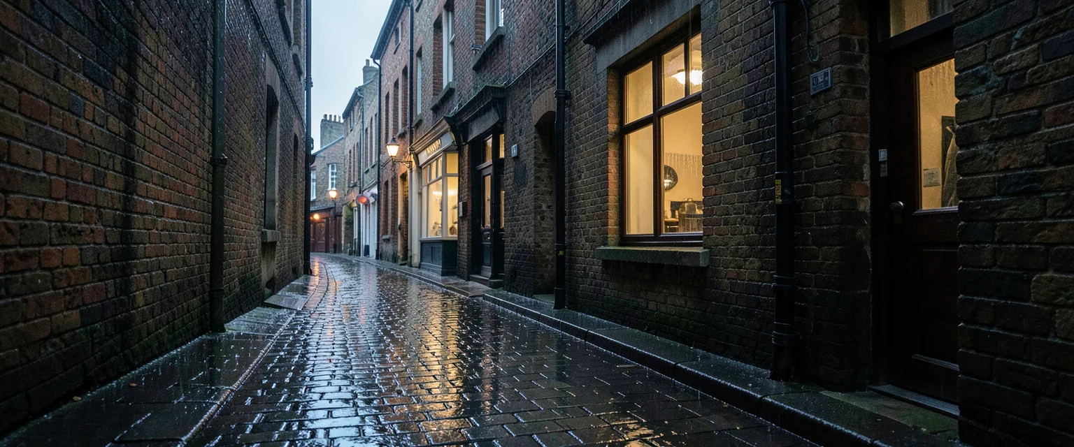Damp Alley Reflections — Flux AI prompt
