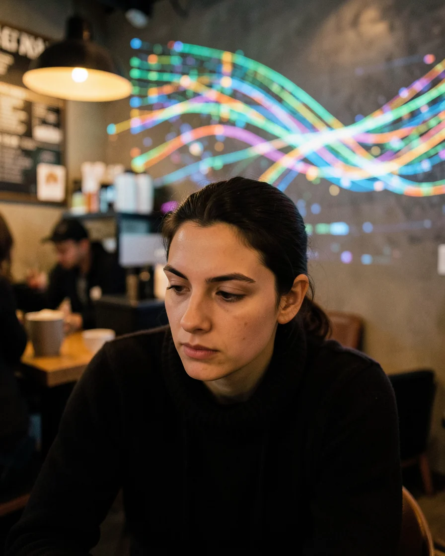 Data Stream Portrait — Flux AI prompt