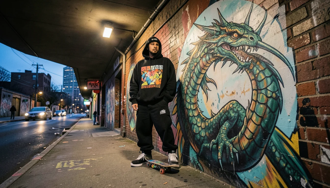 Neon Dragon Stance — Flux AI prompt