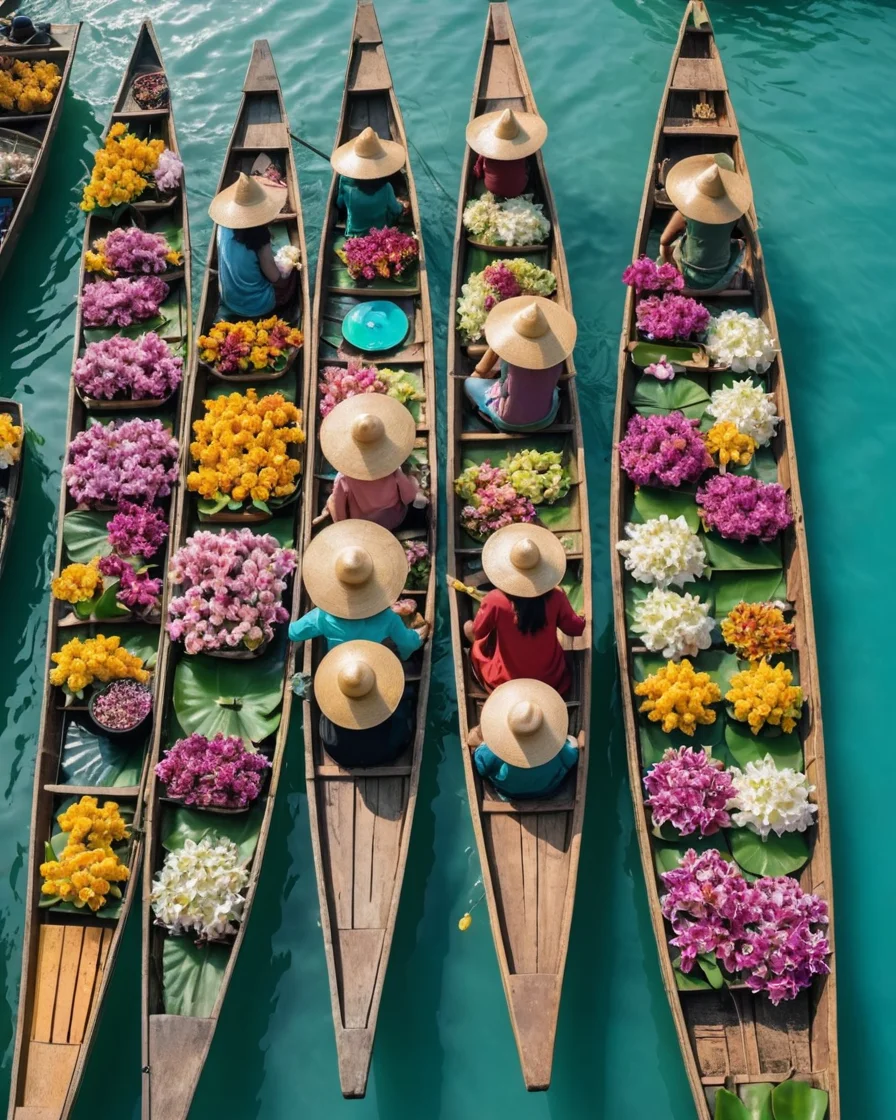 Orchid Floating Market — SDXL AI prompt