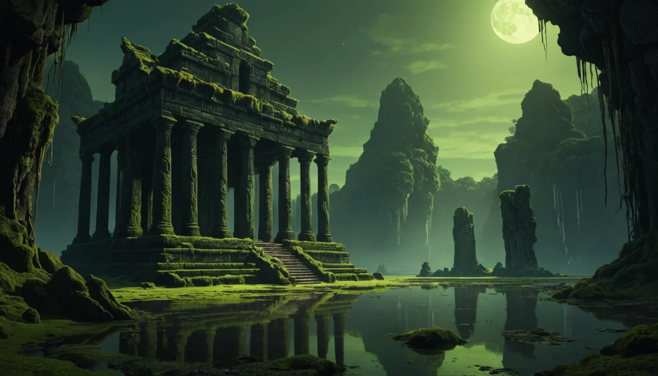 Aether Temple of the Mire — SDXL AI prompt