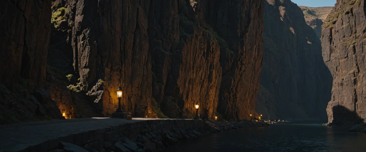 Cliffside Monolith City — SDXL AI prompt