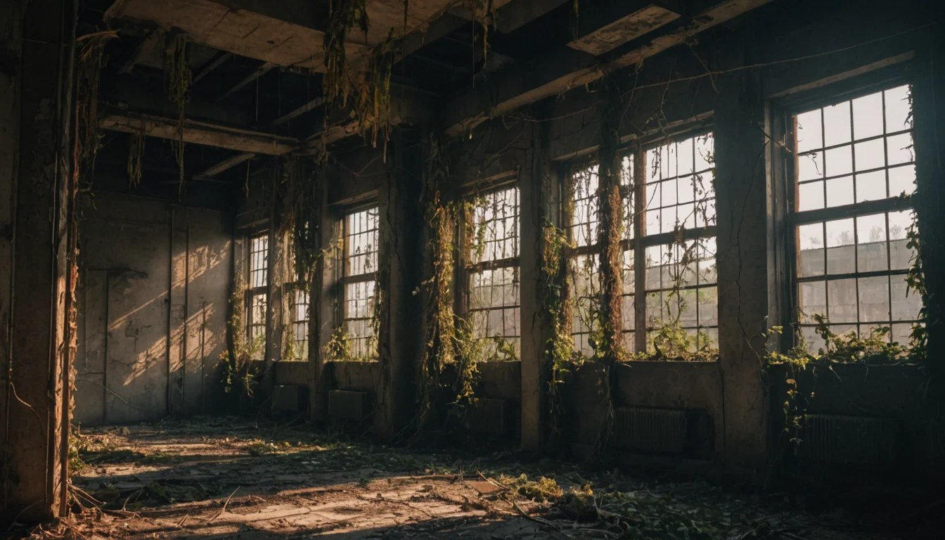 Forgotten Factory Ruin — SDXL AI prompt