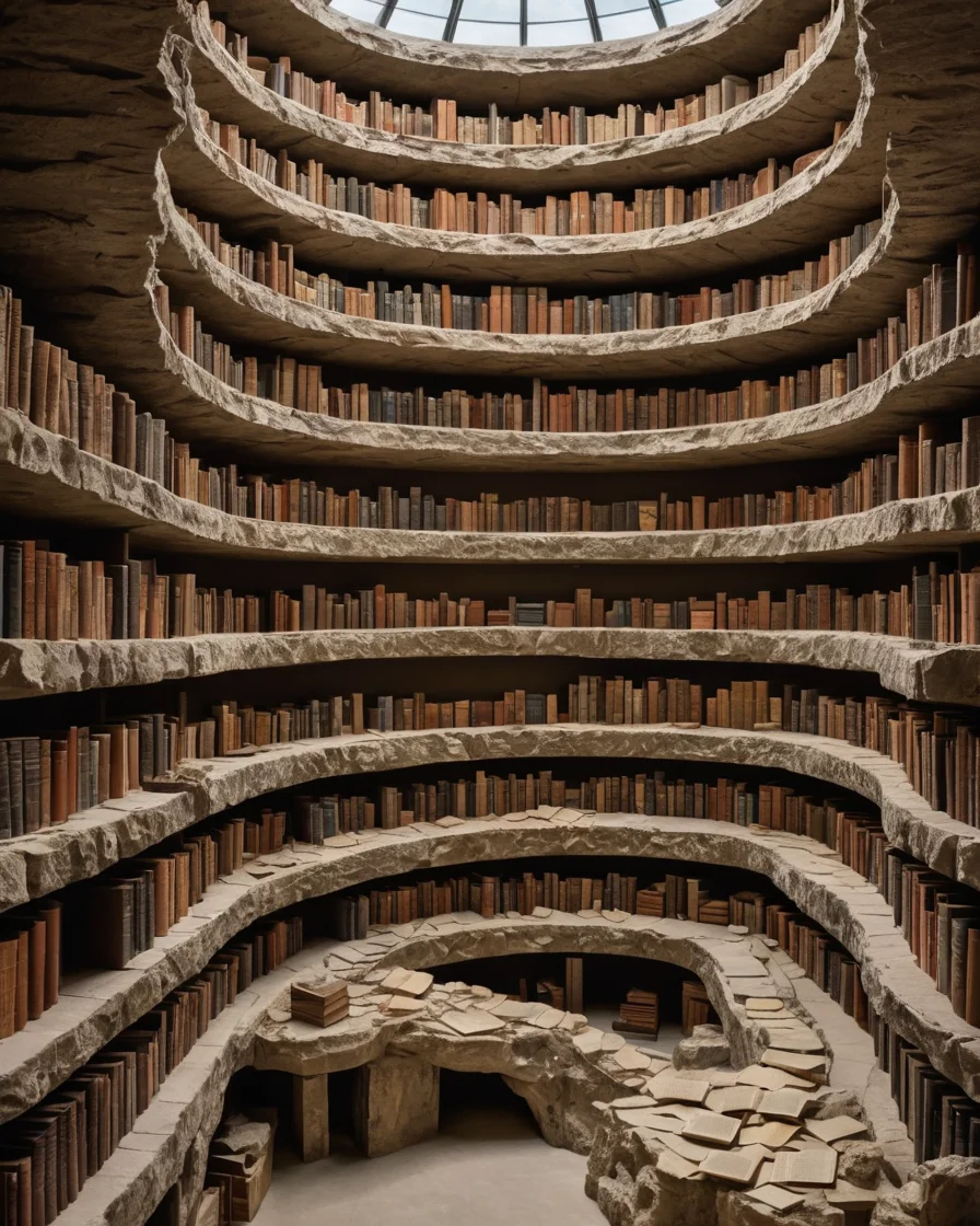 Fossil Library Stratification — SDXL AI prompt