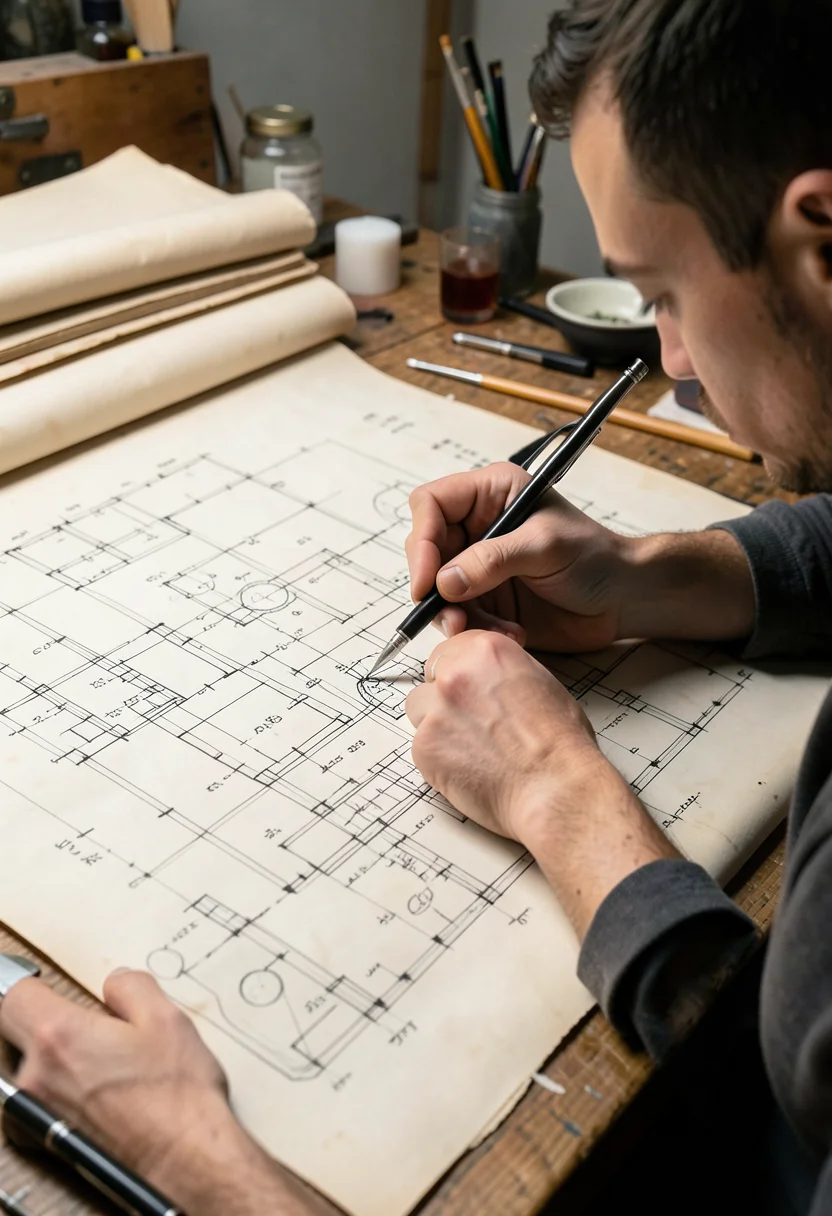 Blueprint for Nowhere — Flux AI prompt