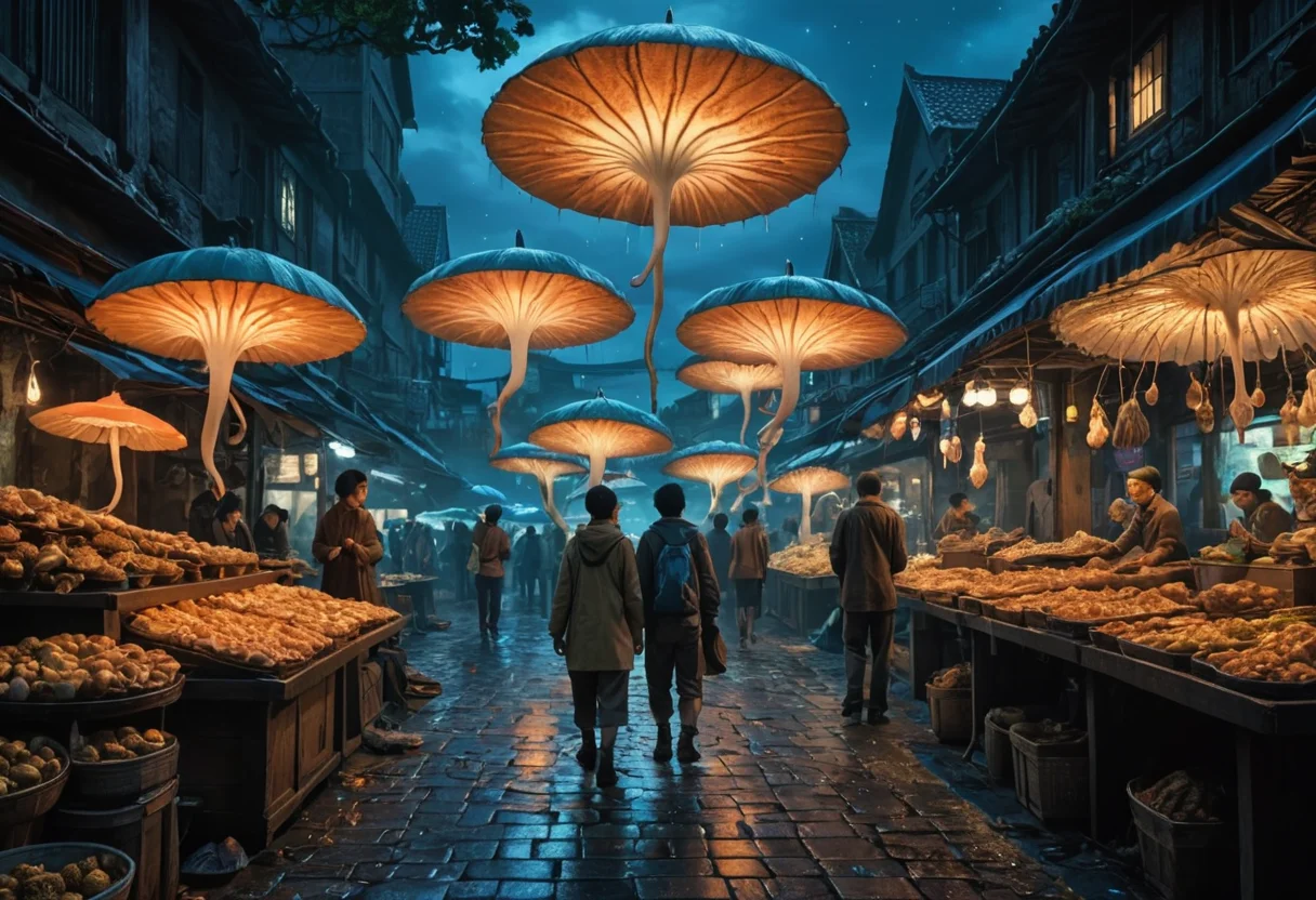Myco-Bazaar Canopy — SDXL AI prompt