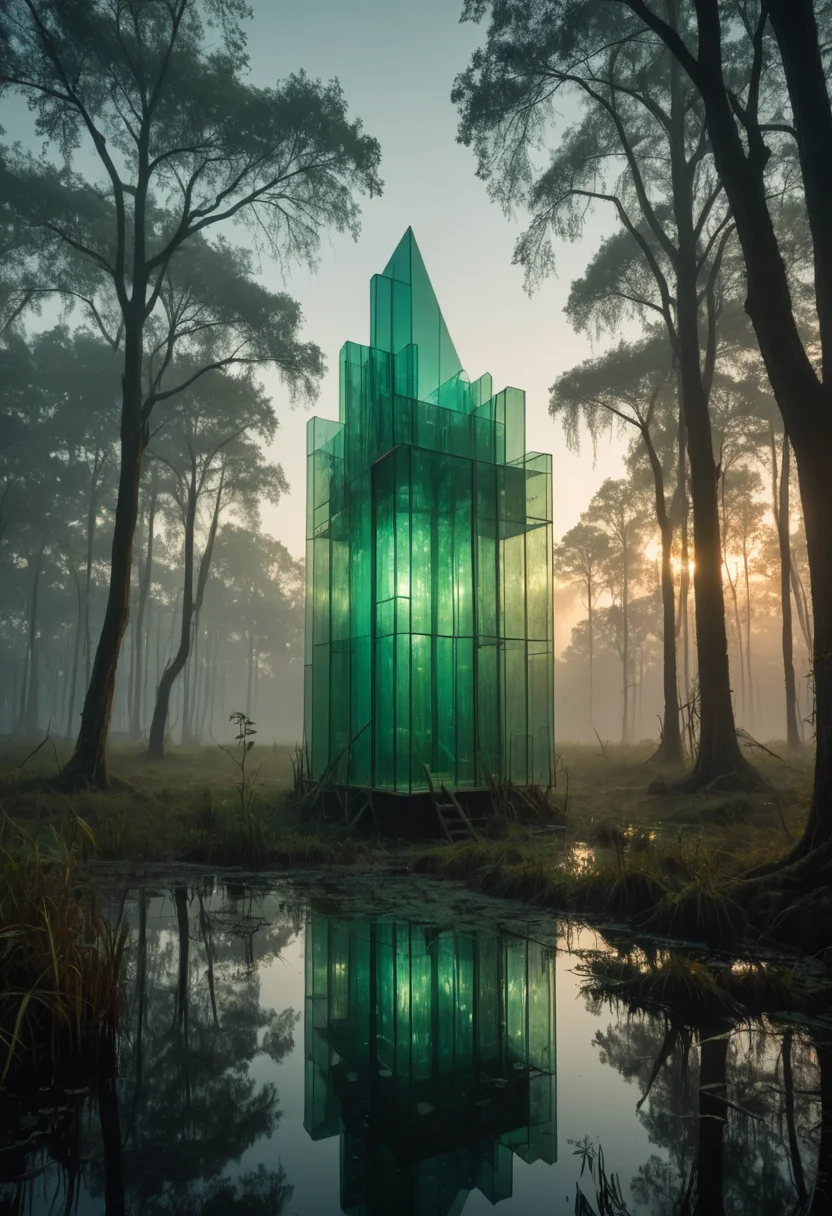 Glass Forest Monolith — SDXL AI prompt