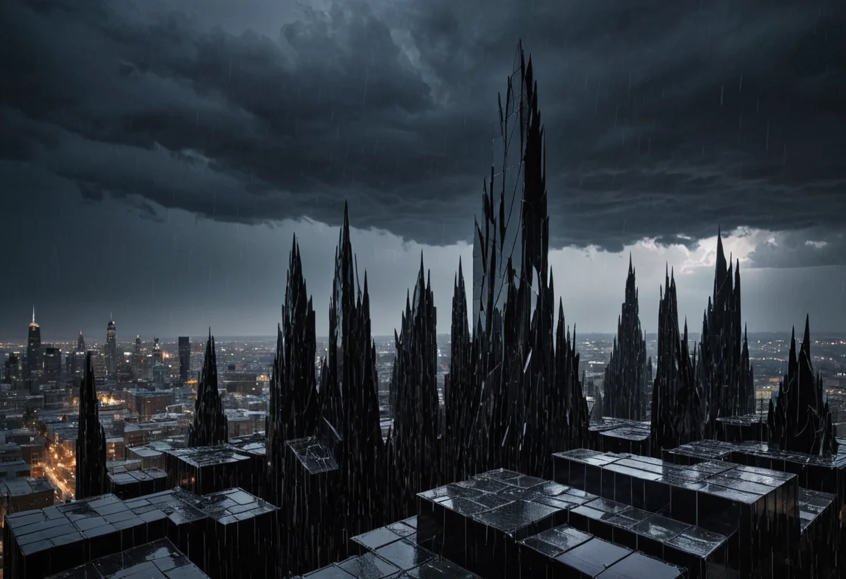 Glass Monolith City — SDXL AI prompt