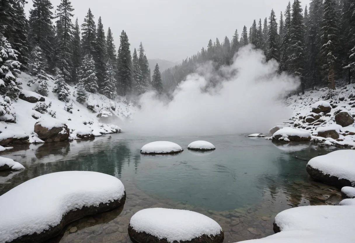 Hot Springs in a Snowstorm — SDXL AI prompt