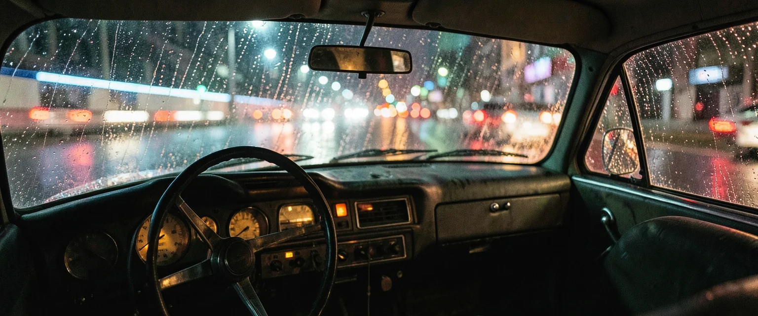 Night Drive Reflections — Flux AI prompt