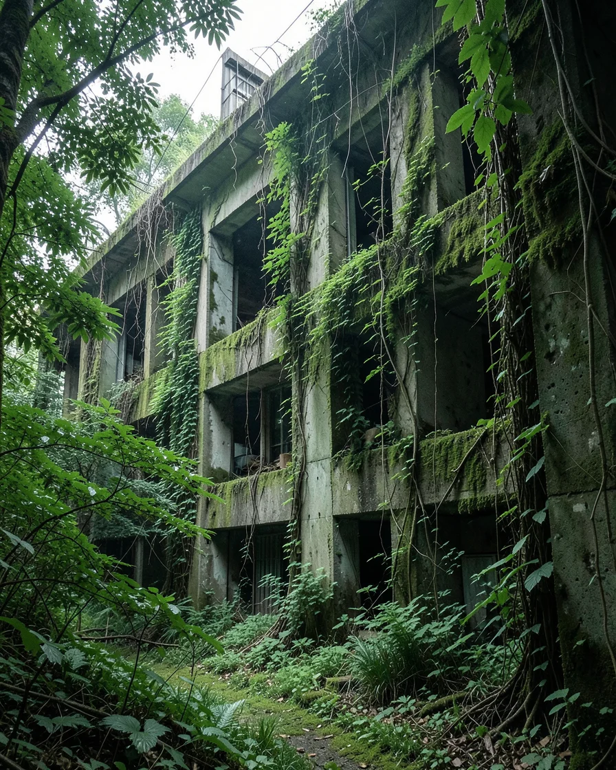 Moss-Covered Structure — Flux AI prompt