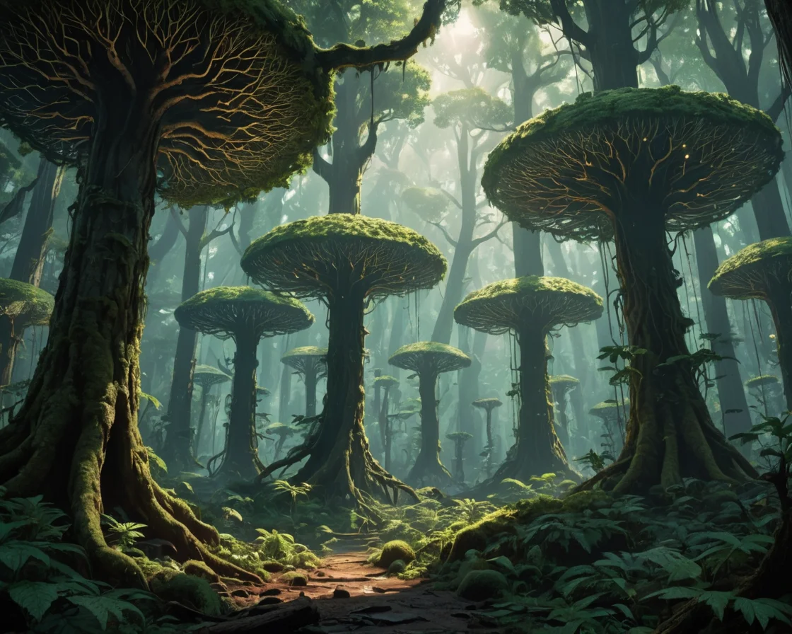 Iron-Fungal Jungle — SDXL AI prompt