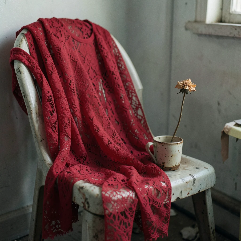 Crimson Lace Stillness — Flux AI prompt
