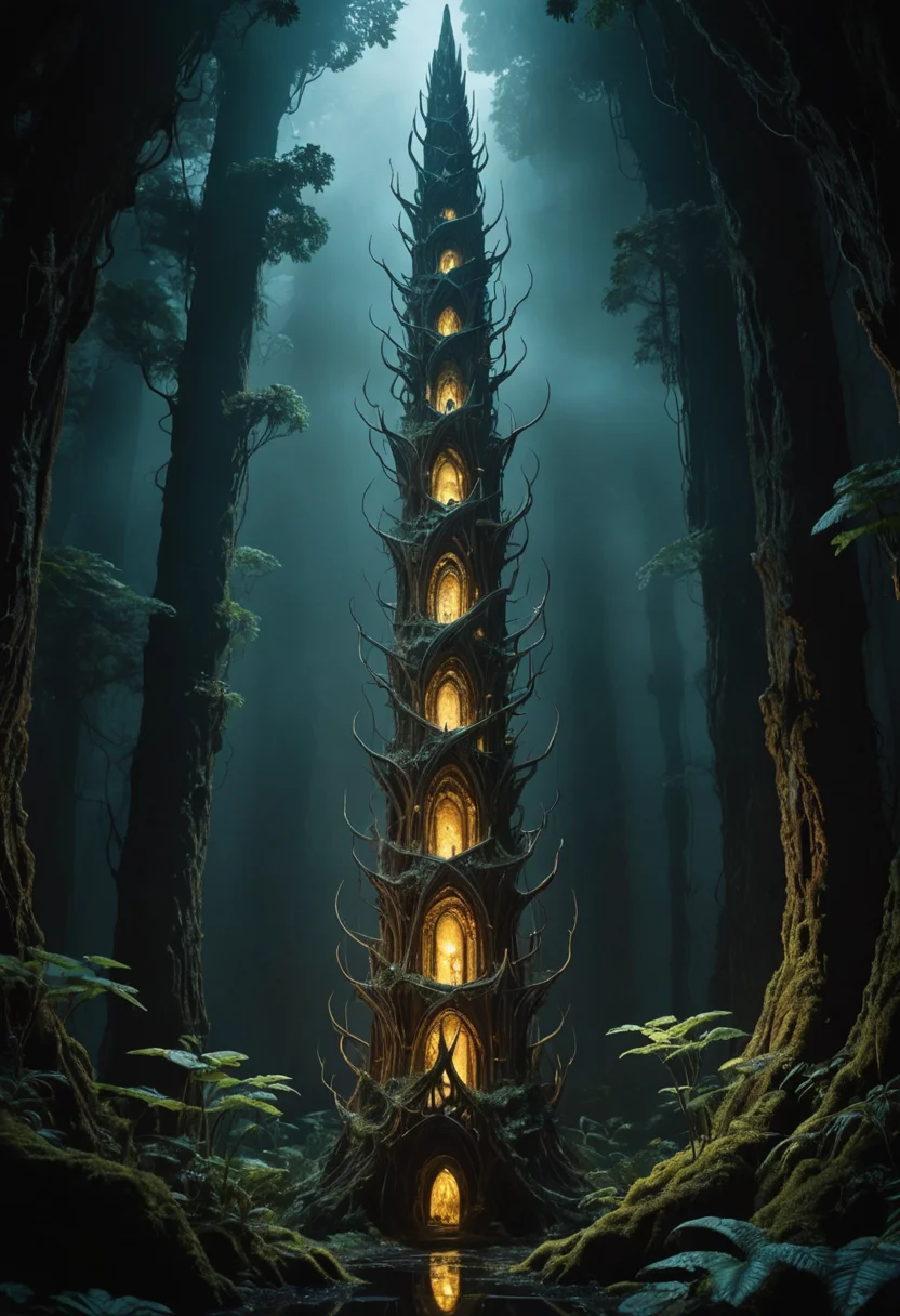 Myco-Vein Spire — SDXL AI prompt