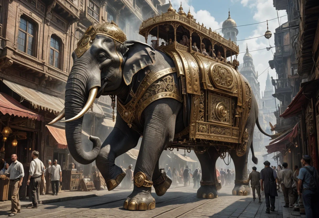 Mechanical Elephant Howdah — SDXL AI prompt