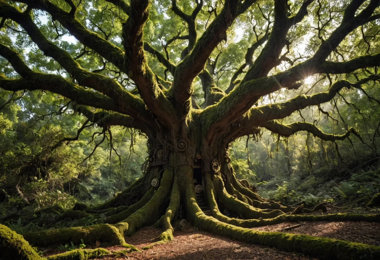 Mechanical Root Forest — SDXL AI prompt