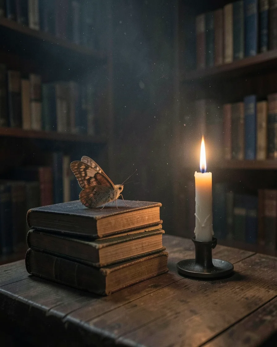 Moth in the Study — Flux AI prompt