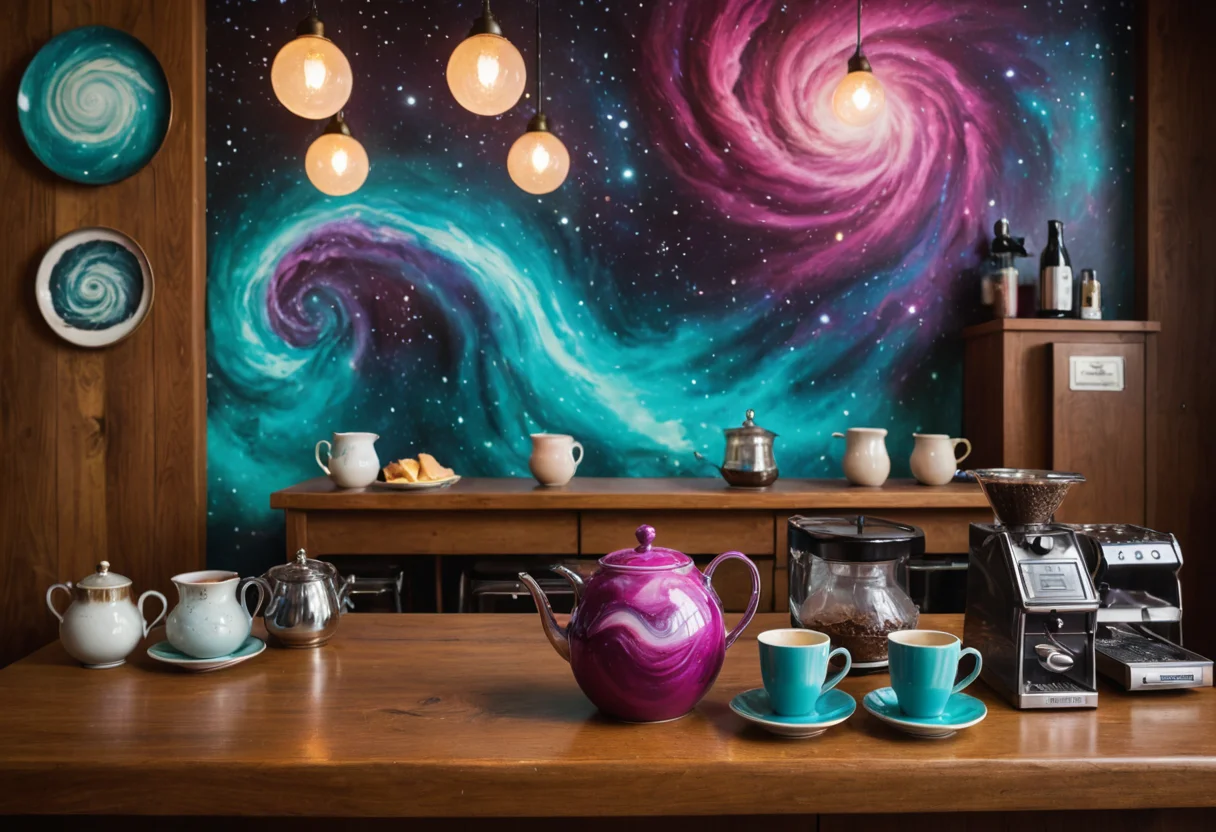 Cosmic Brew (still-life) — SDXL AI prompt