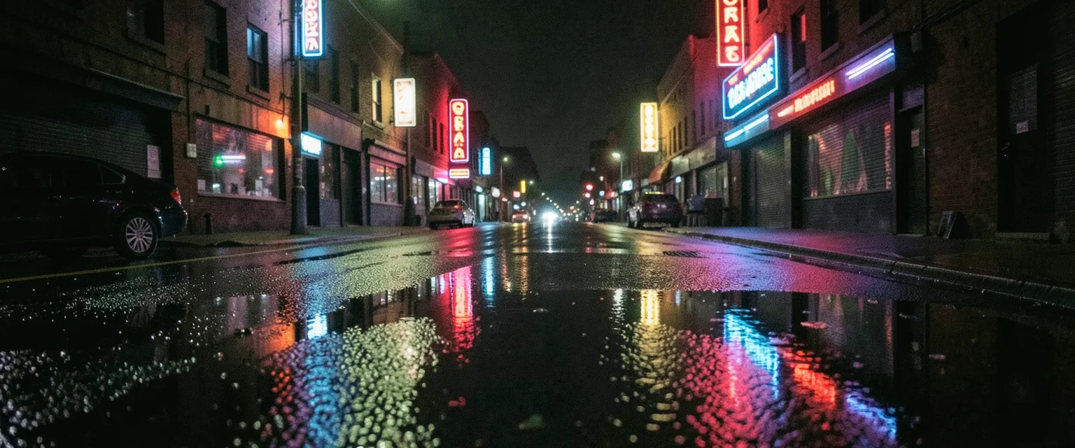 Neon Rain Drive — Flux AI prompt