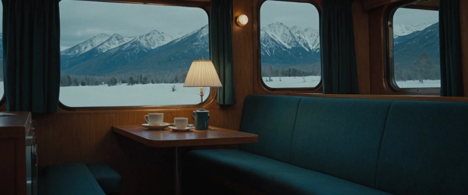 Dining Car on the Night Train — AI generated image