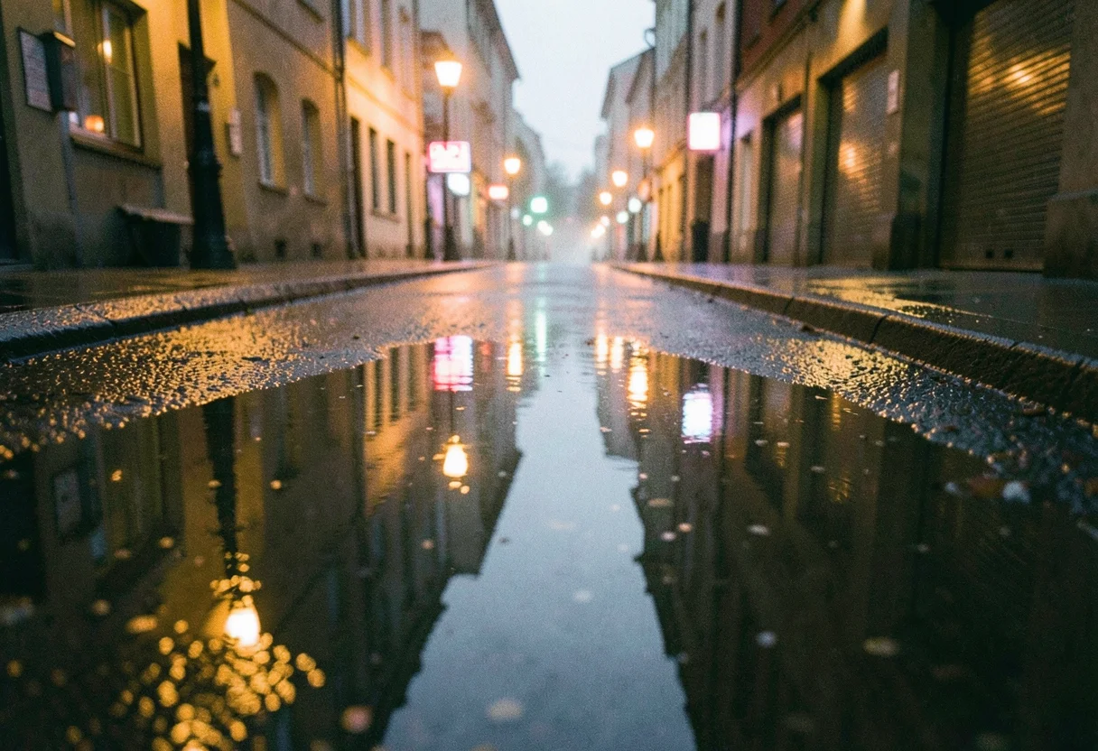 Wet Street Geometry — Flux AI prompt