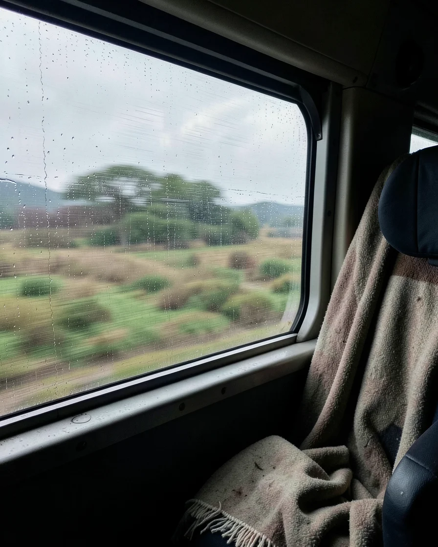 Train Window Haze — Flux AI prompt