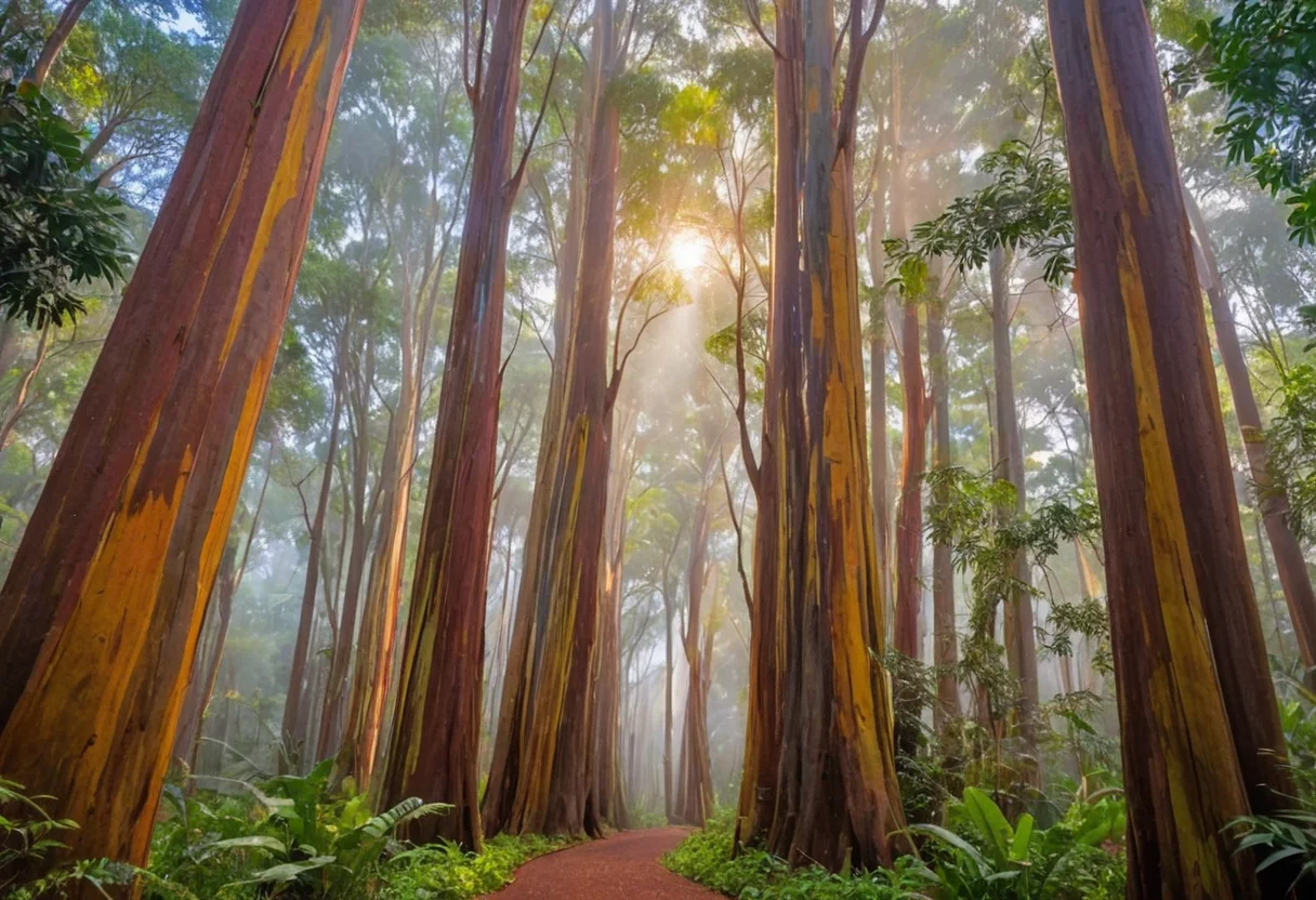 Rainbow Eucalyptus Tunnel — SDXL AI prompt