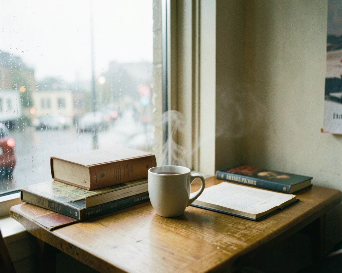 Rainy Light Academia — Flux AI prompt
