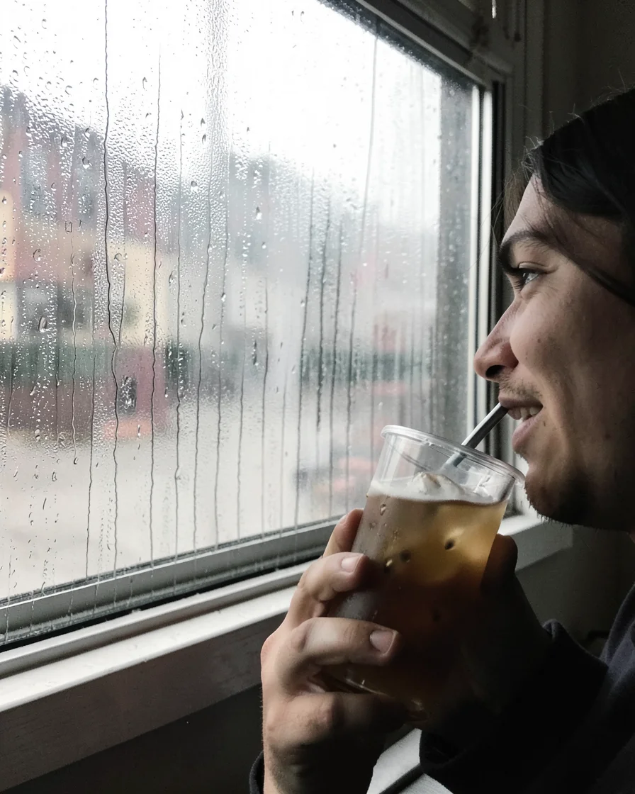 Wet Window View — Flux AI prompt