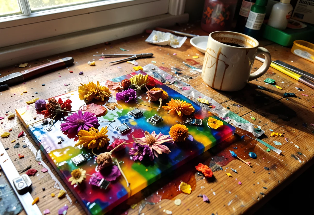 Glossy Assemblage — Flux AI prompt