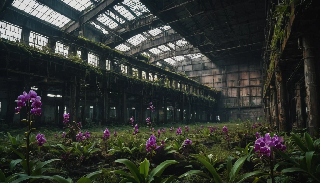 Ruined Factory Bloom — SDXL AI prompt