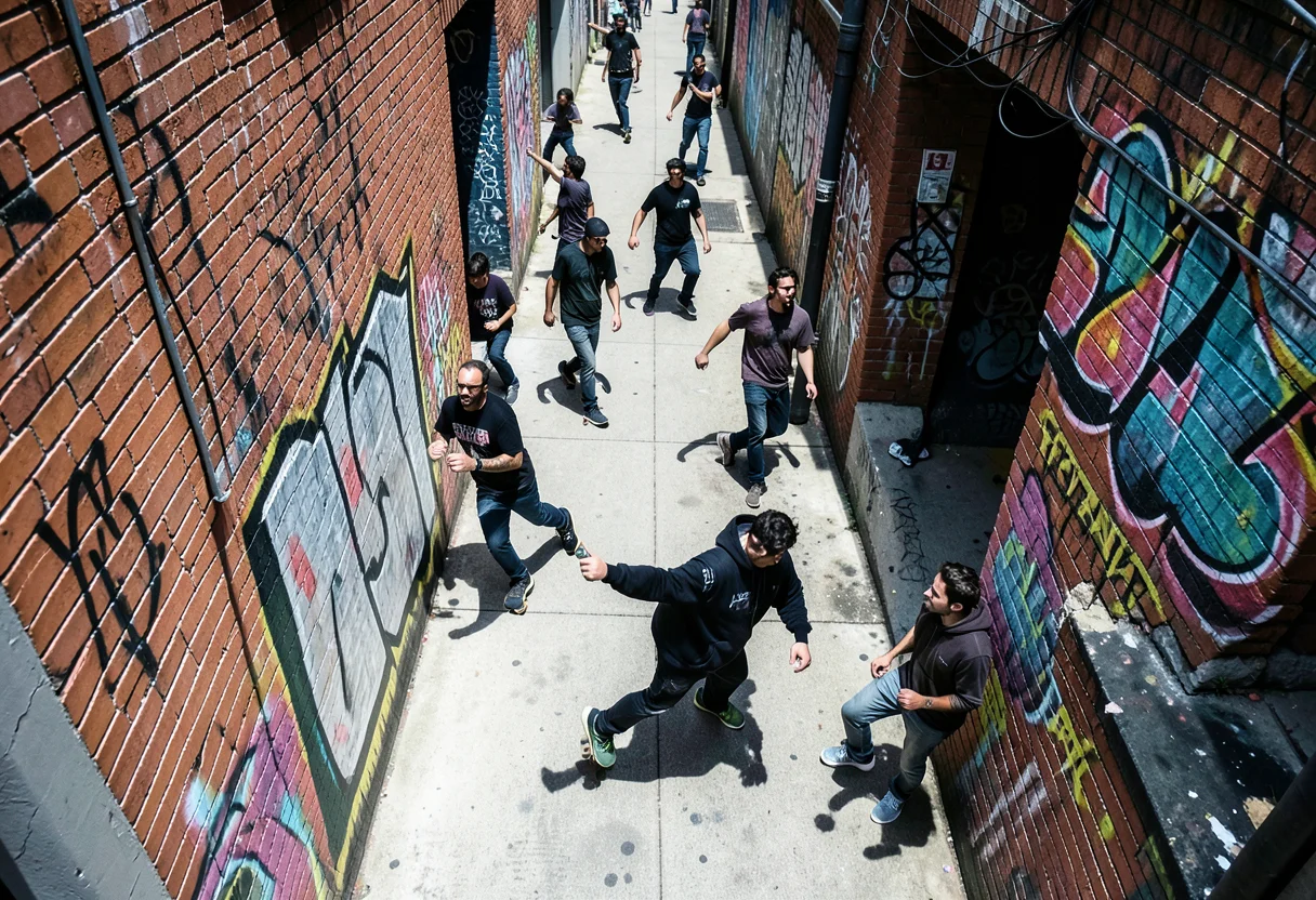 Alley Rush — Flux AI prompt