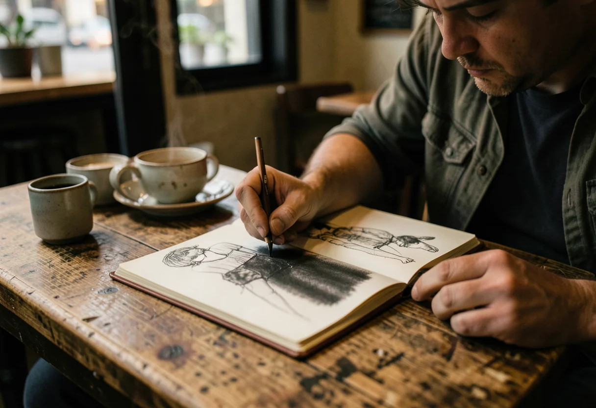 Coffee Shop Scribbles — Flux AI prompt