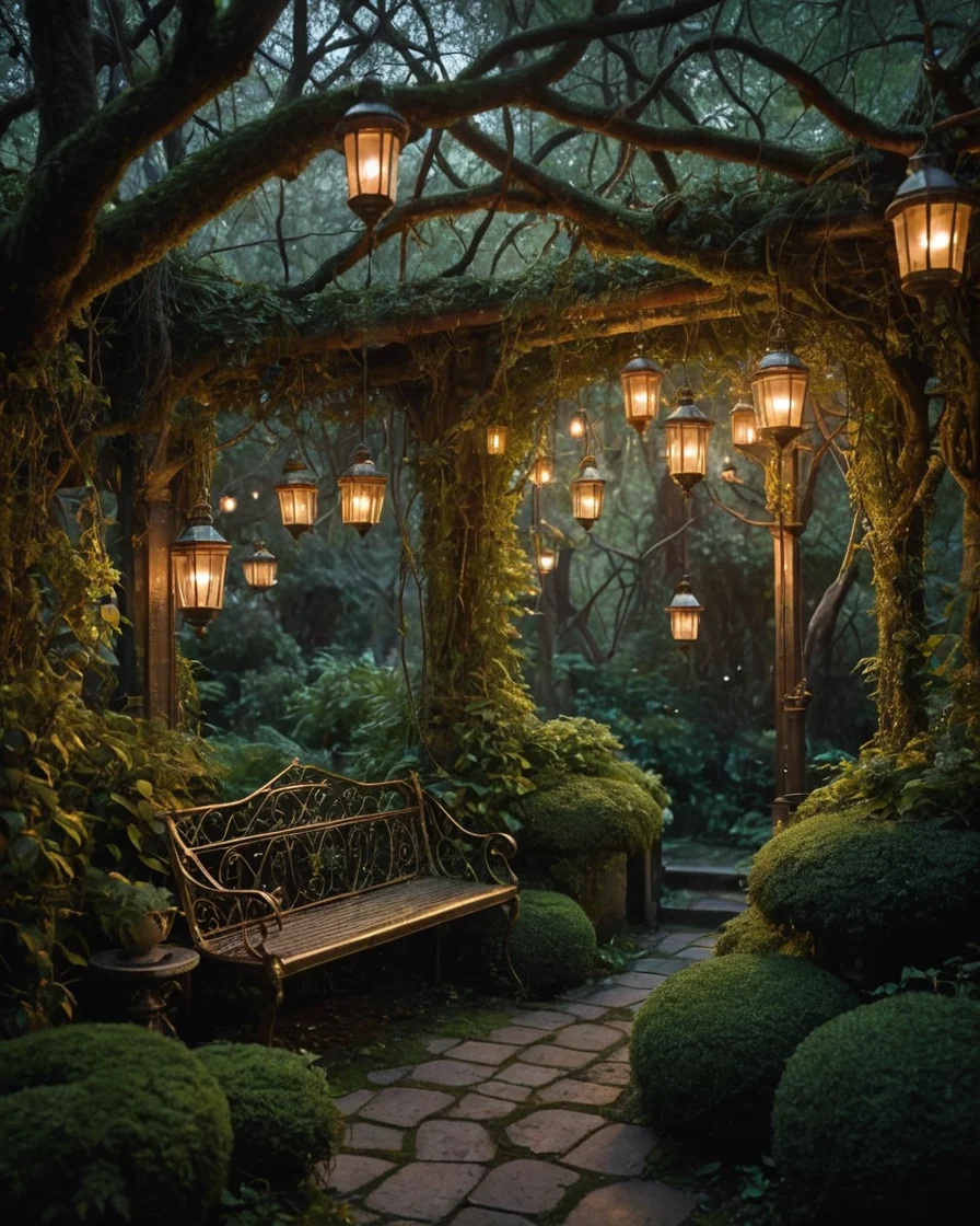 Steam Lantern Garden — SDXL AI prompt