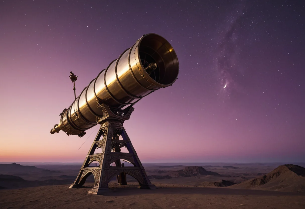Steampunk Telescope on the Crater — SDXL AI prompt