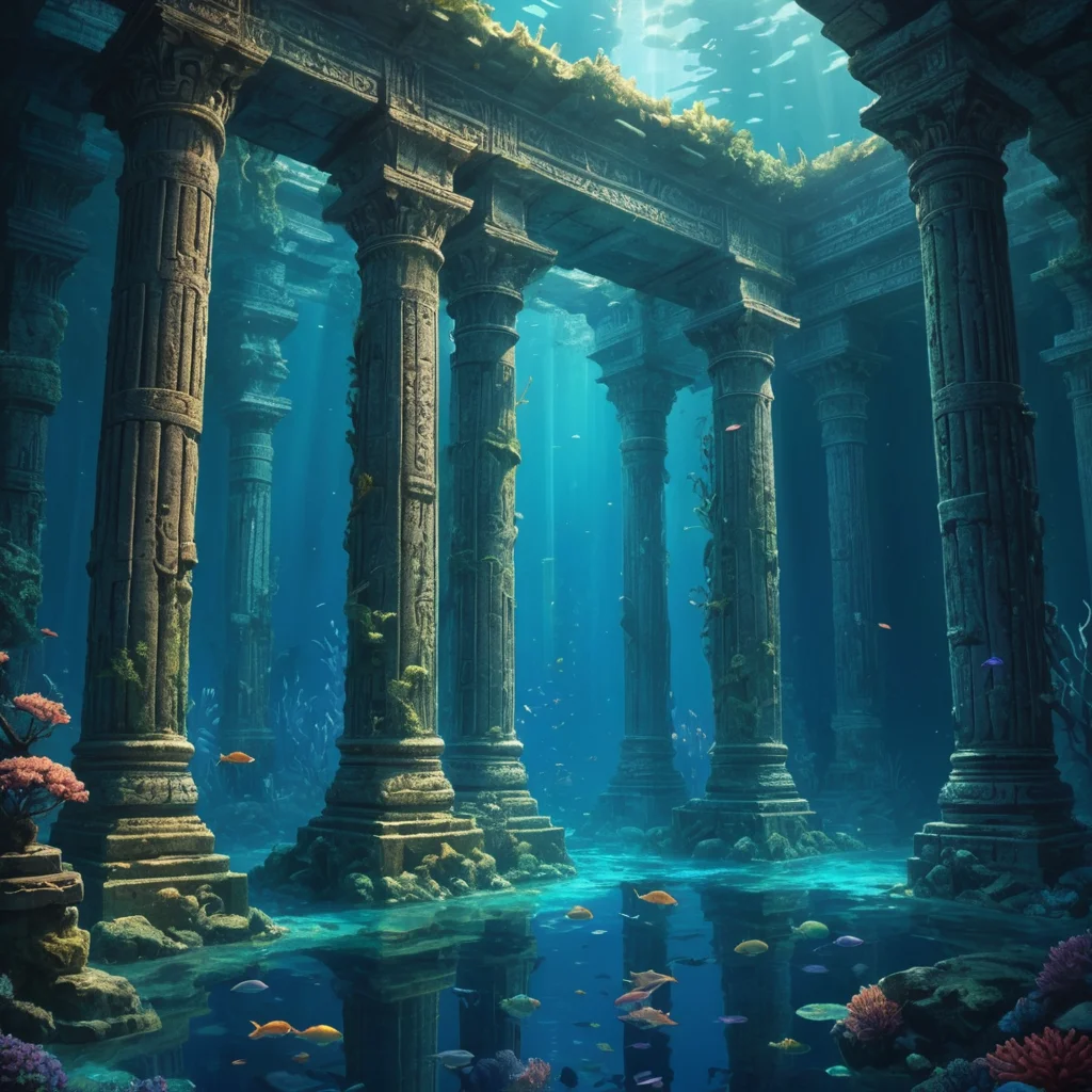 Submerged Temple City — SDXL AI prompt